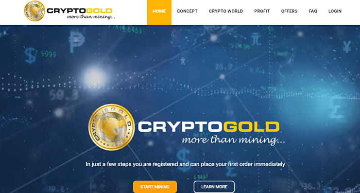 Die Webseite von CryptoGold Broker.