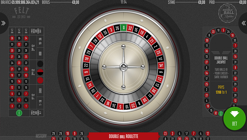 Der Spieltisch von Double Ball Roulette.