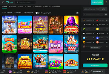 Übersicht über die Spiele bei Drip Casino.