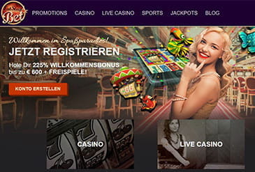 Startseite vom EatSleepBet Casino 