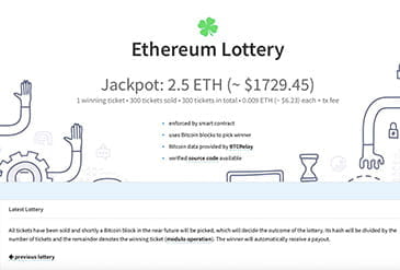 Die Homepage von ethereumlottery.io