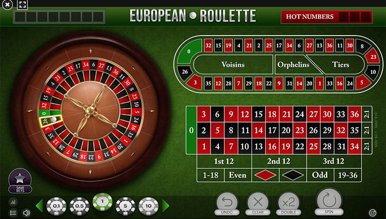 Das Spielfeld von European Roulette.