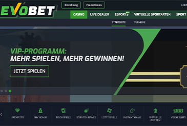 Die Casino Seite von Evobet.