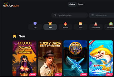Die Startseite des Online Portals von ExciteWin.