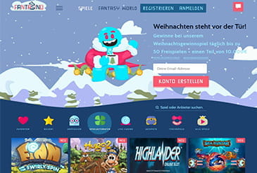 Startseite vom Fantasino Casino