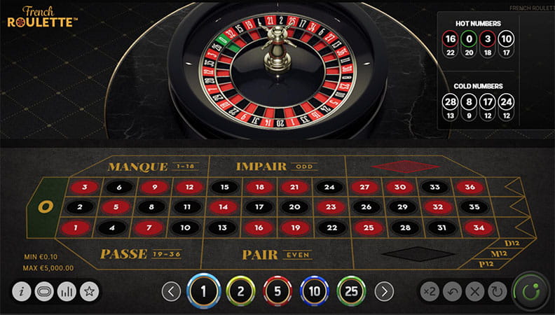 Das Spielfeld von French Roulette von NetEnt.