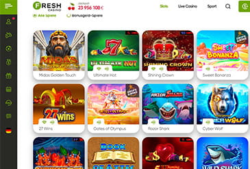 Einige der Top Spiele im Fresh Casino mit ihren Logos.
