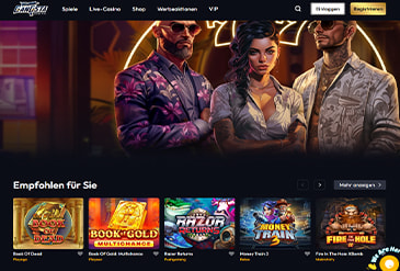 Startseite des Webportals von Gangsta Casino.