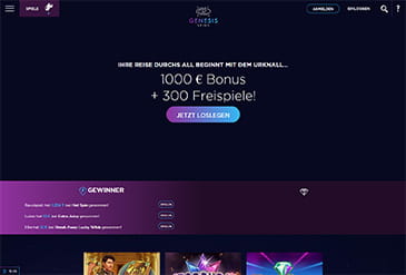 Die Homepage von Genesis Spins