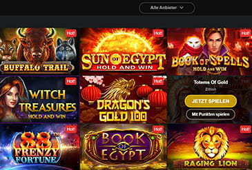Einige der Top Spiele im Golden Star Casino mit ihren Logos.