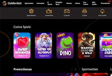 Die Homepage des des Goldenbet Casino.
