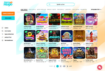 Die Spielauswahl im Happy Hugo.