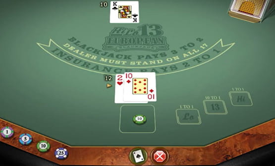 Hi Lo 13 European Blackjack Tisch von Microgaming.