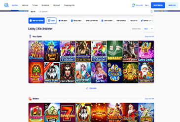 Die Startseite des Ice Casino.