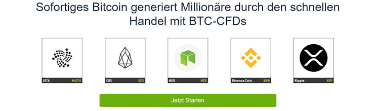 Ein Ausschnitt der Immediate Bitcoin Webseite.