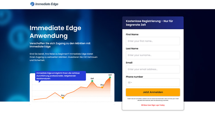 Die Webseite von Immediate Edge.