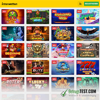 Die Lobby von Interwetten Slots.