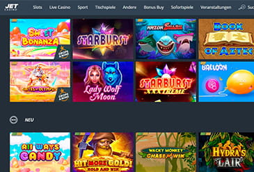 Beliebte Spiele im JET Casino.