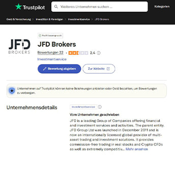 JFD Brokers Trustpilot Bewertungen Screenshot.