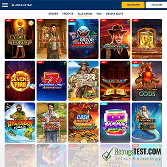 Ein erster Einblick in das Jokerstar Online Casino.