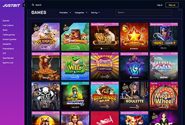 Die Übersicht über die Spiele bei Justbit.