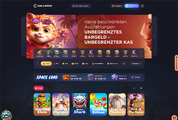 Die Startseite des Webportals von Kas Casino.