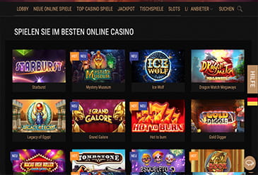 Das Portfolio des King Billy Casinos. 