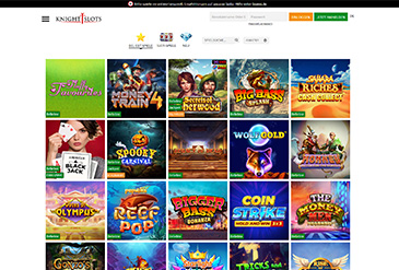 Die KnightSlots Startseite.