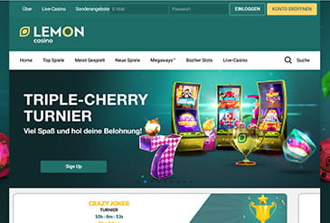 Die Startseite des Lemon Casino.