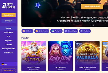 Die Startseite von LetsLucky.