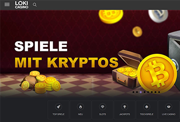 Die Startseite der Online Spielbank LOKI Casino.