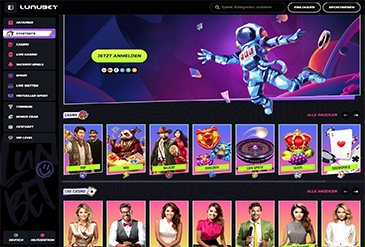 Startseite des Lunubet Casinos.