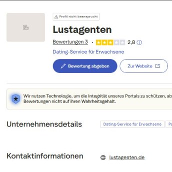 Trustpilot Übersicht von Lustagenten.
