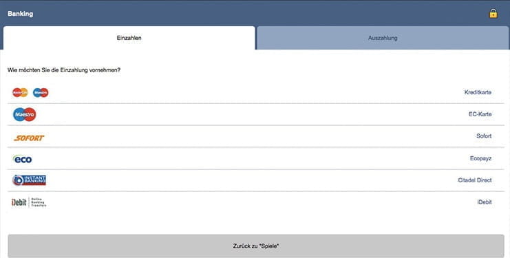 Die Zahlungsoptionen im Luxury Casino