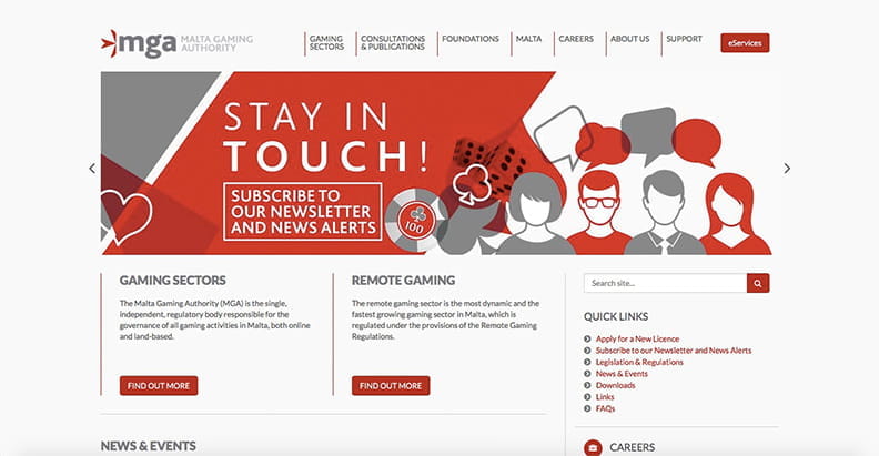 Homepage der Malta Gaming Authority