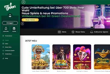 Mr Green Startseite.
