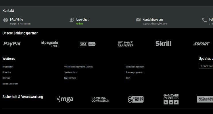 Die Zahlungsmethoden von mybet auf einem Blick