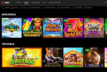 Die Lobby des N1 Bet Casinos mit einigen Spielen.