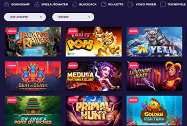 Die Logos einiger beliebter Slots im Nightrush Casino.