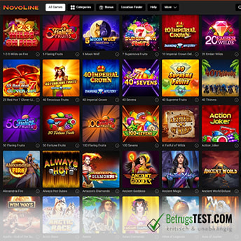 Die Auswahl an Spielen bei Novoline.