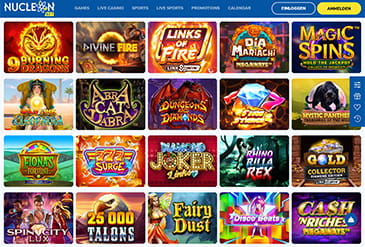 Das Spielangebot bei Nucleonbet.