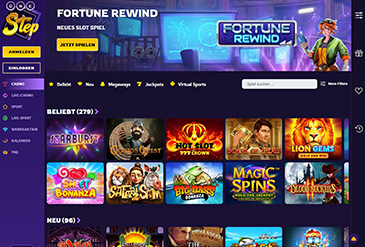 Die Startseite OneStepCasino.