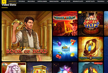 Eine Auswahl von Online Slots im PalmSlots Casino.