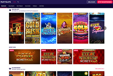 Eine Auswahl der Online Slots bei PartySlots.