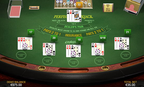 Perfect Blackjack Tisch von Playtech.
