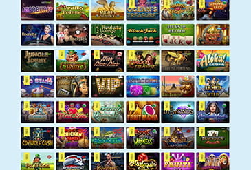 Die Auswahl an Spielen im PlayFrank Casino in der Übersicht.