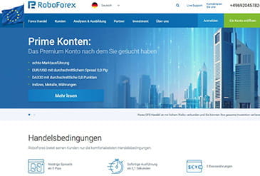 Homepage von RoboForex