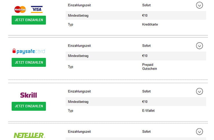 Die Zahlungsoptionen im SCasino