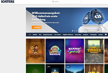 Die Homepage von Scatters.