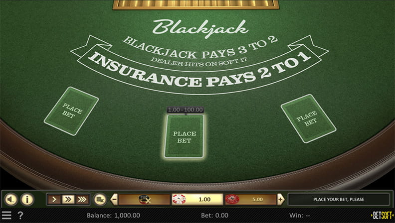 Das Demo Spiel von Single Deck Blackjack.